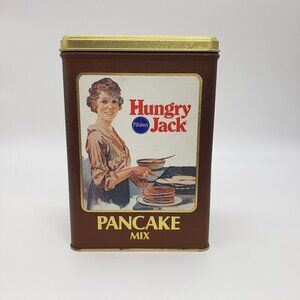 Vintage Pillsbury Hungry Jack Pancake Mix Tin Canister Collectible 1984 Kitchen